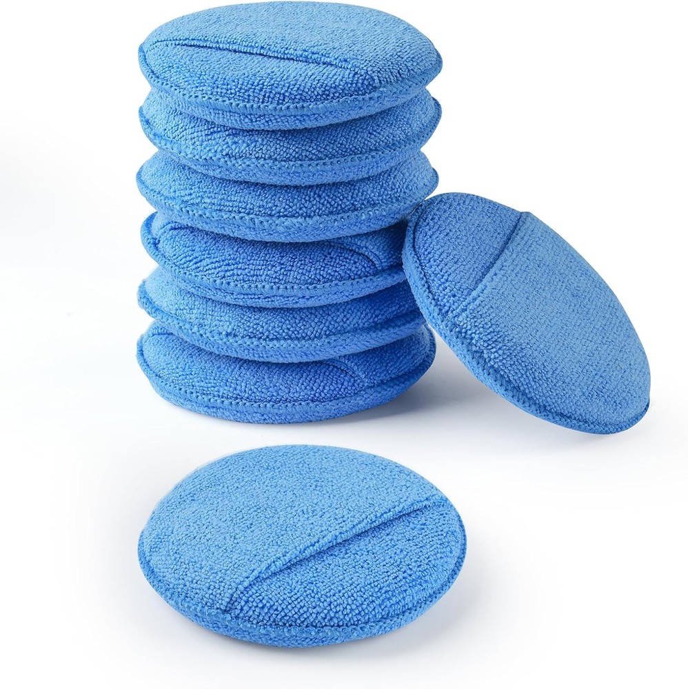Wax Applicator Pad (8 Pack), 5 Inch Microfiber Applicator Pad with Finger Pocket