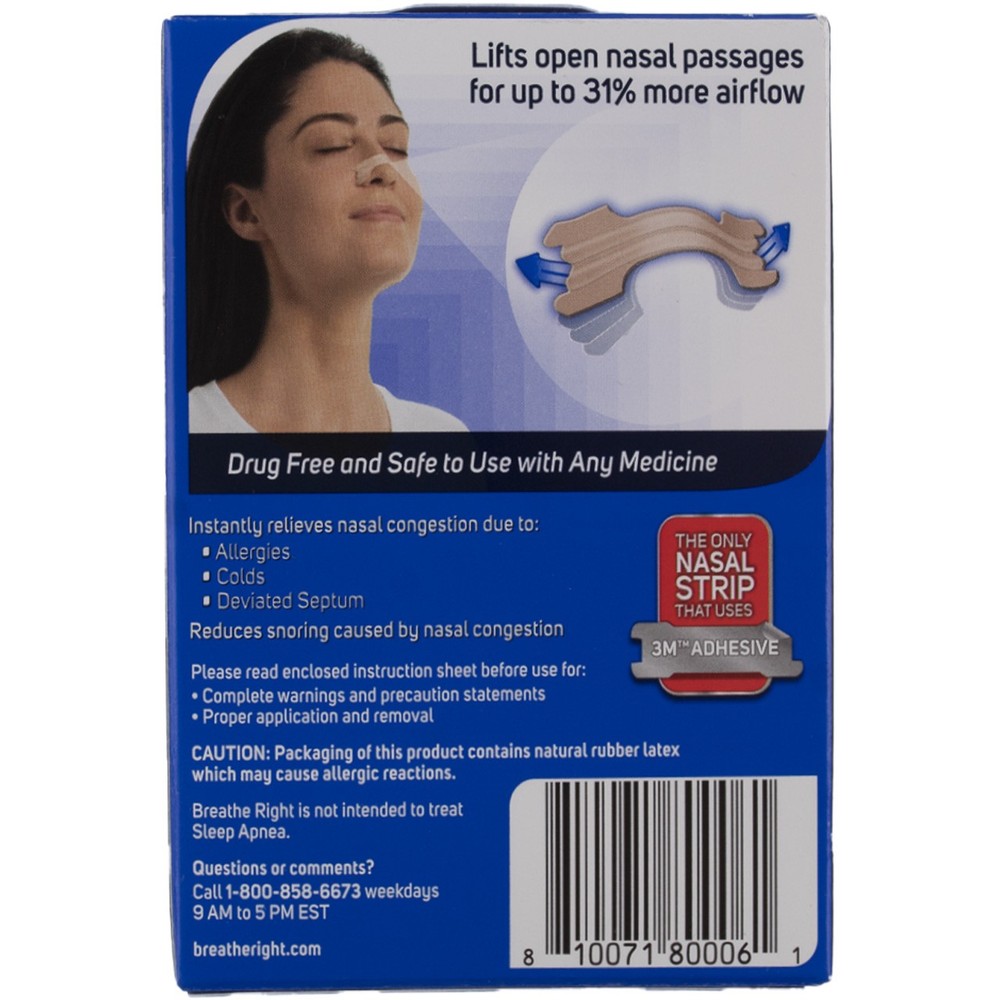 3 Pack Breathe Right Original Nasal Strips, Tan, Small and Medium, 30 Ct