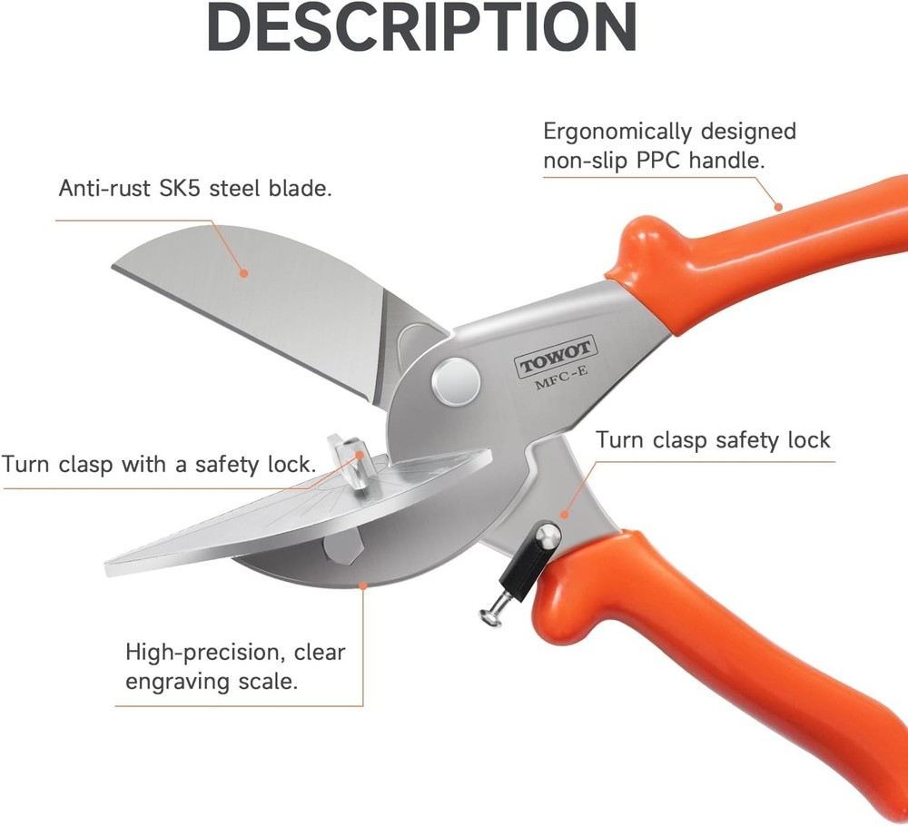 Sharp Multi Angle Miter Shear Cutter, Adjustable at 45 To 135 Degree With Saf...