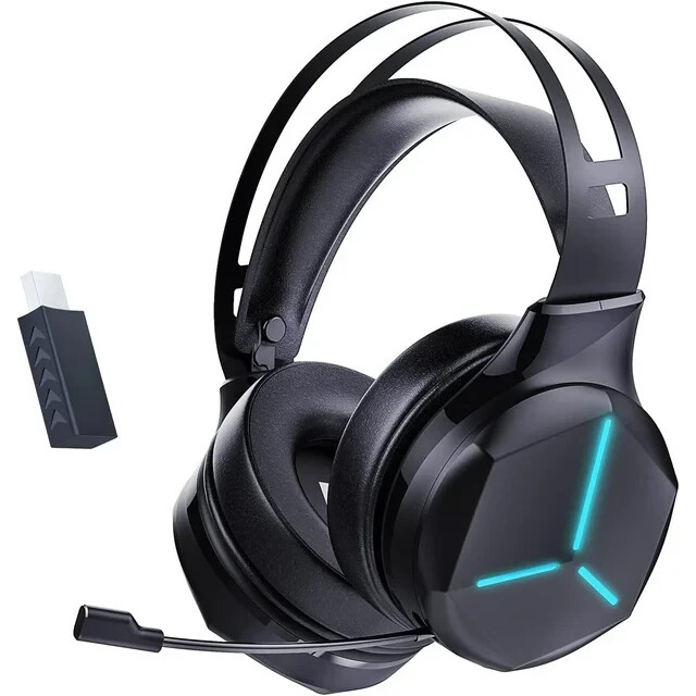 Gaming Headset Wireless RGB LED, Noise-Cancel Mic, PS5 PC Switch Xbox Bluetooth