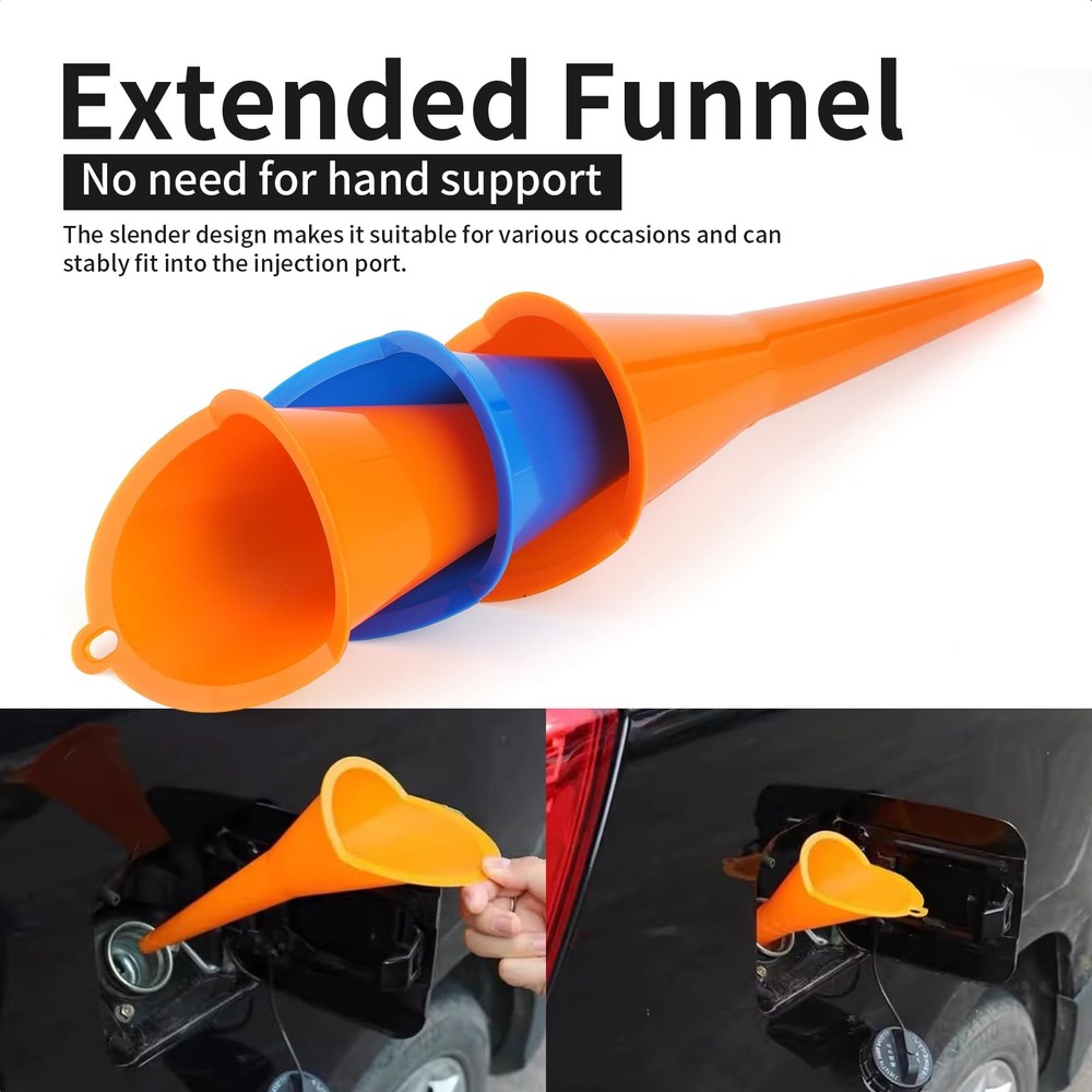 Aferrizu Oil Funnel 3-Pack, Multi Function Plastic Long Neck Clear