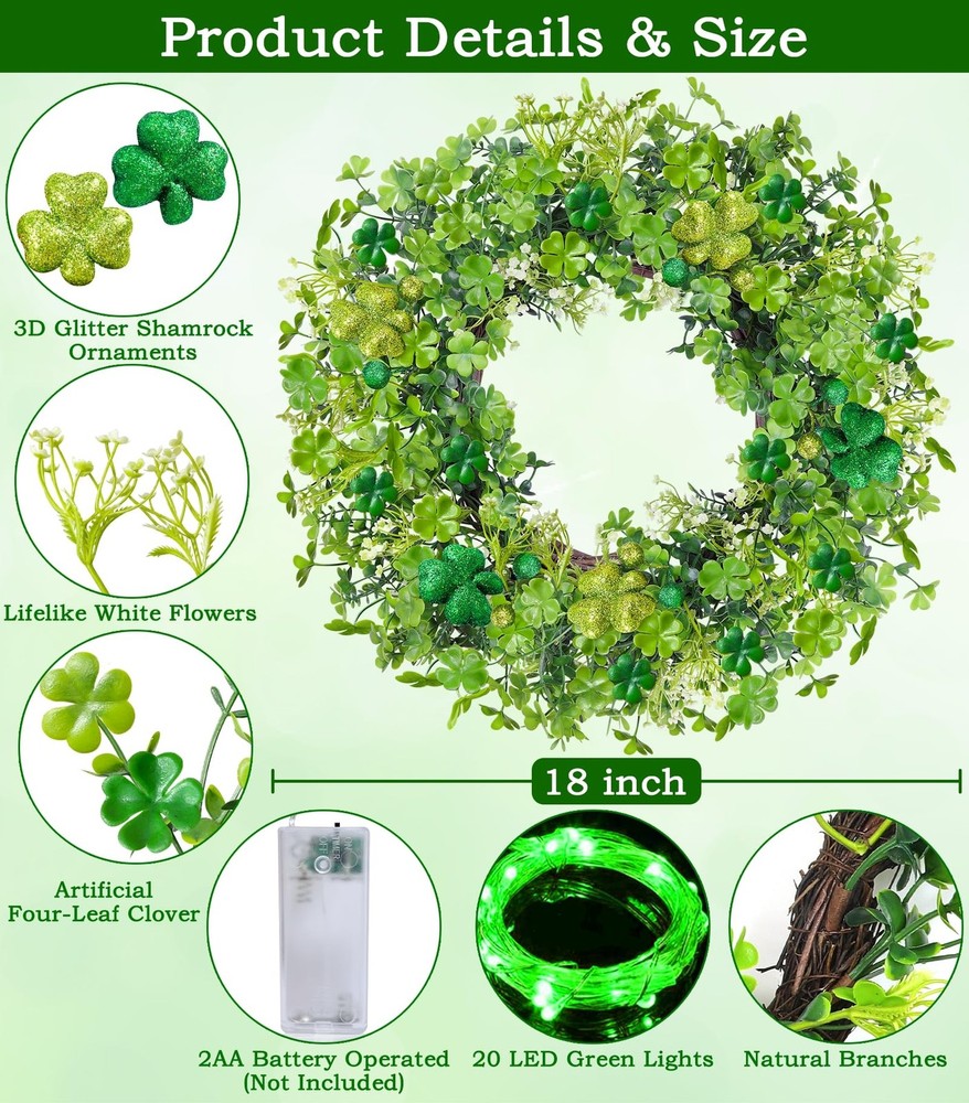 Thick & Timer - St Patricks Day Decorations, 18 Inch 18 Inch, Green