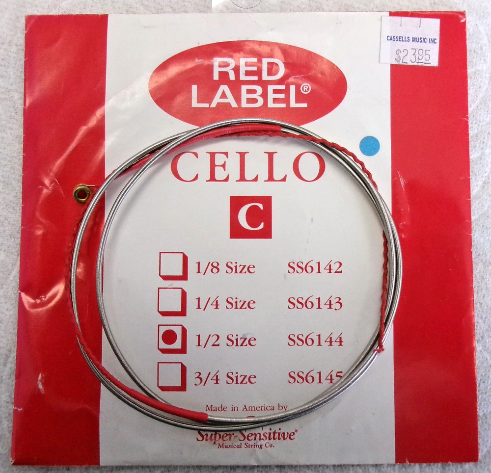 Super Sensitive Red Label 1/2 Size Cello 'C' String #SS6145 New