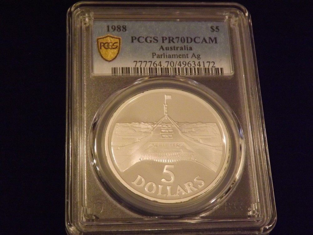 1988  $5     Parliament      Australia         PCGS  PR 70