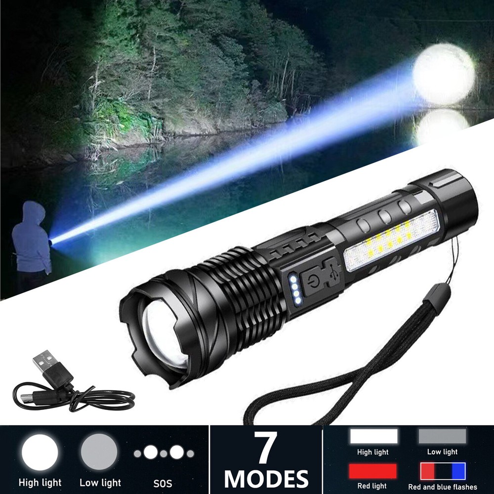 Super Bright 9500000LM Zoomable Rechargeable Tactical Flashlight Camping Torch