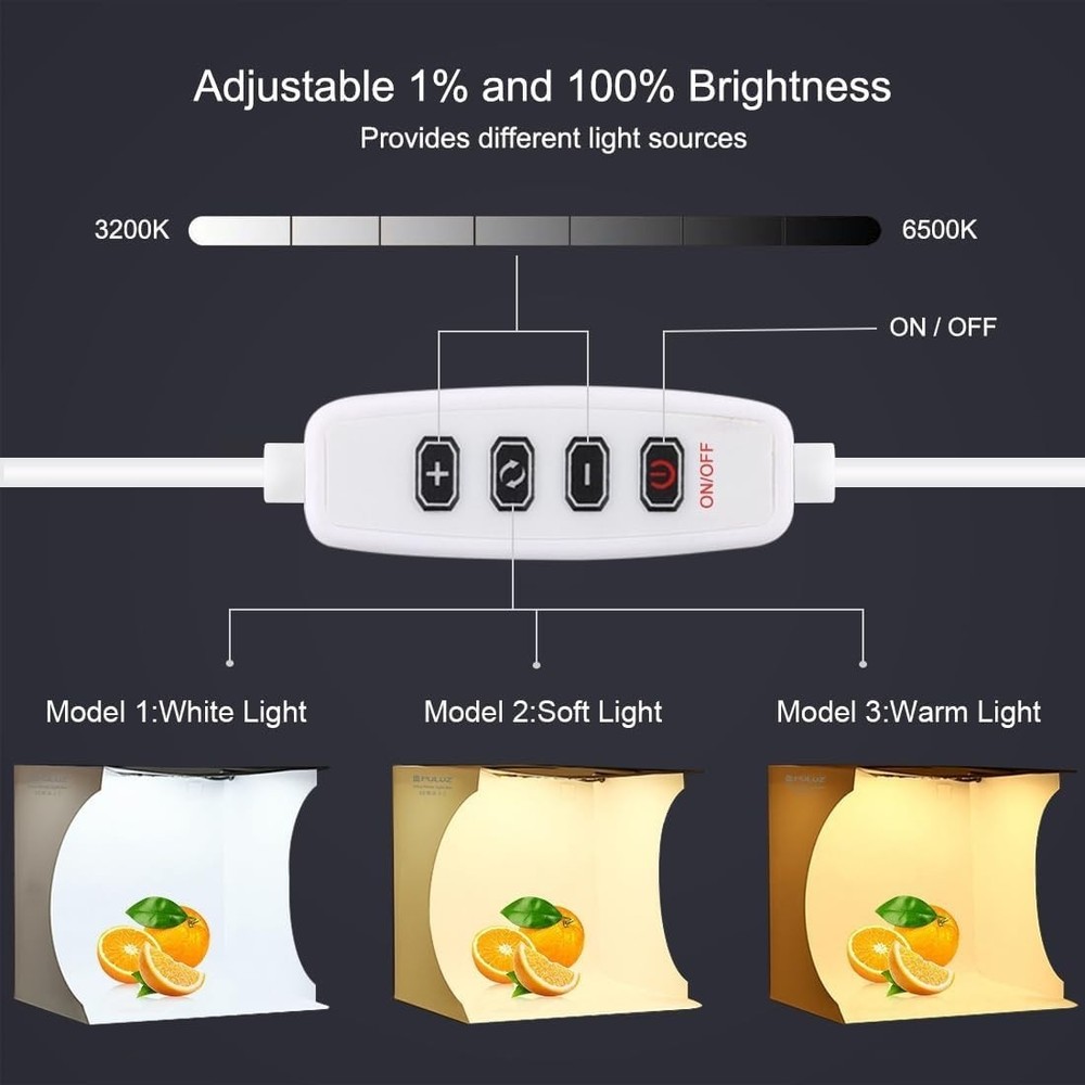 9 Inch Portable Light Box Studio with 72 Adjustable LED Lights for Capture