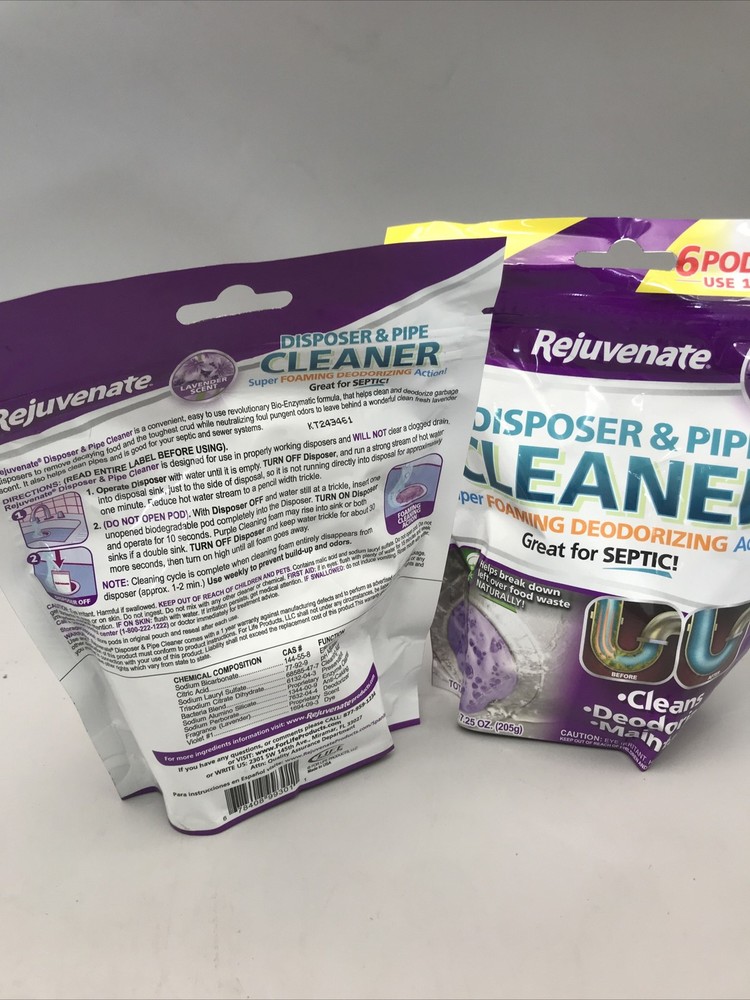 2 Pack Rejuvenate Garbage Disposal and Drain Pipe Cleaner Powerful Foaming