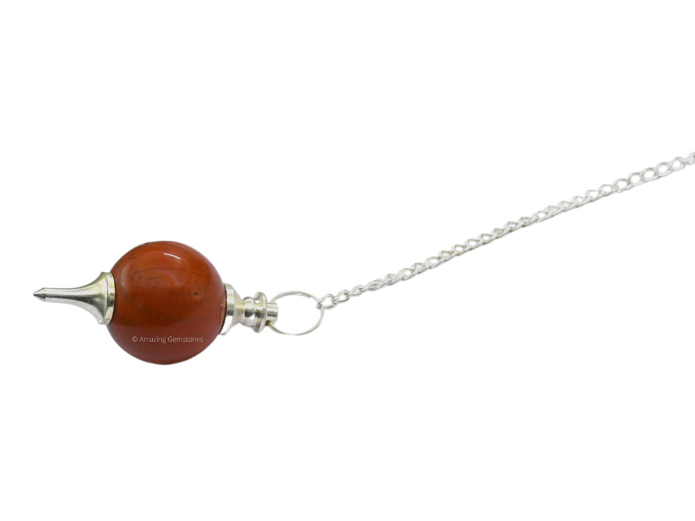 Red Jasper Dowsing Crystal Ball Pendulum