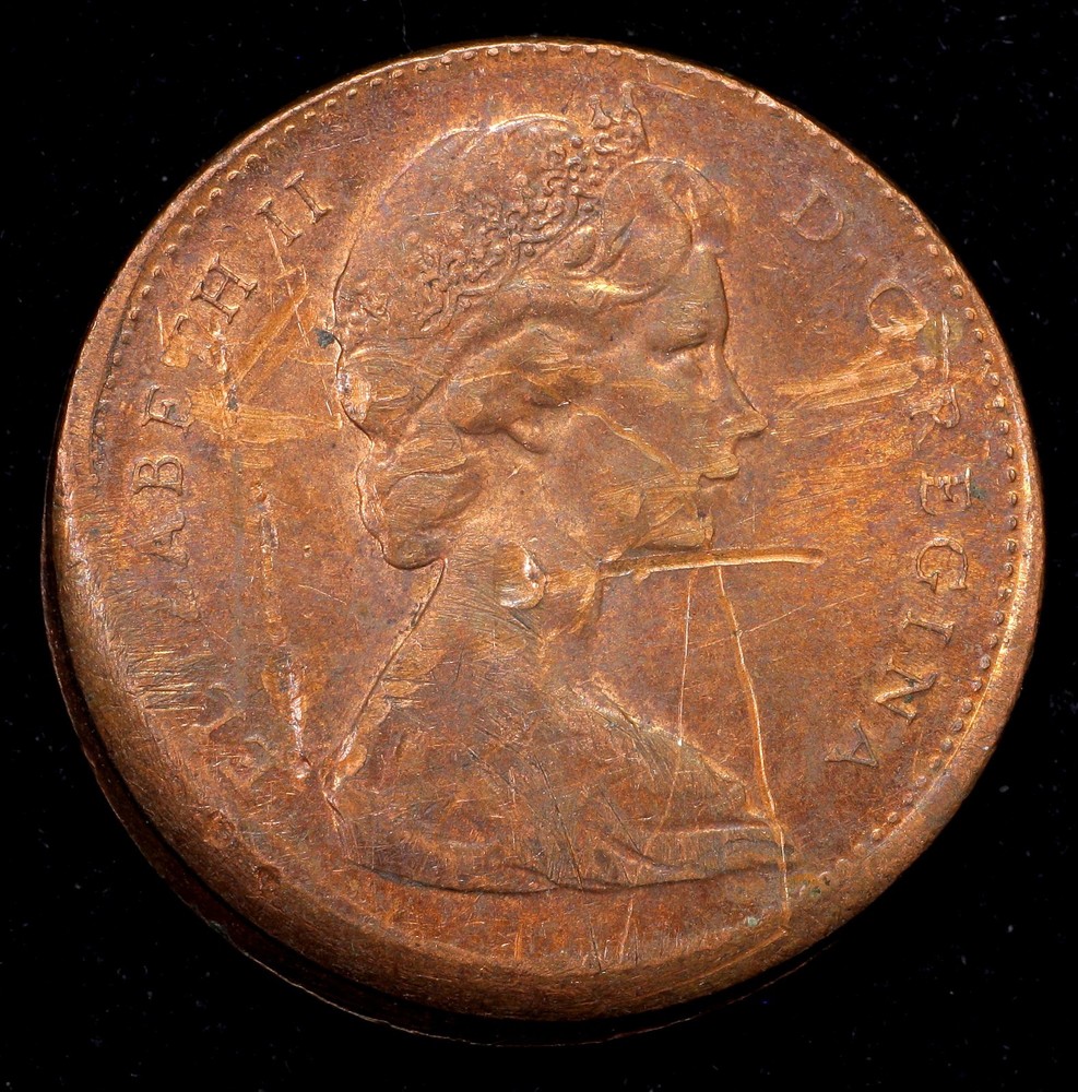 1978 Off-Center 5% Mint Error Canada One Cent Coin Copper 19mm