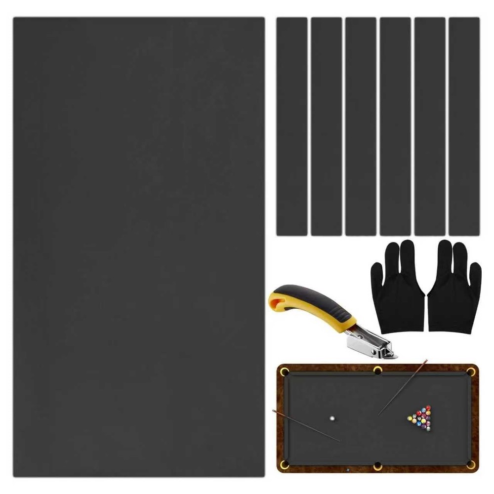 8ft Pool Table Felt Replacement Kit - Billiard Cloth, Gloves, Strips & Tools