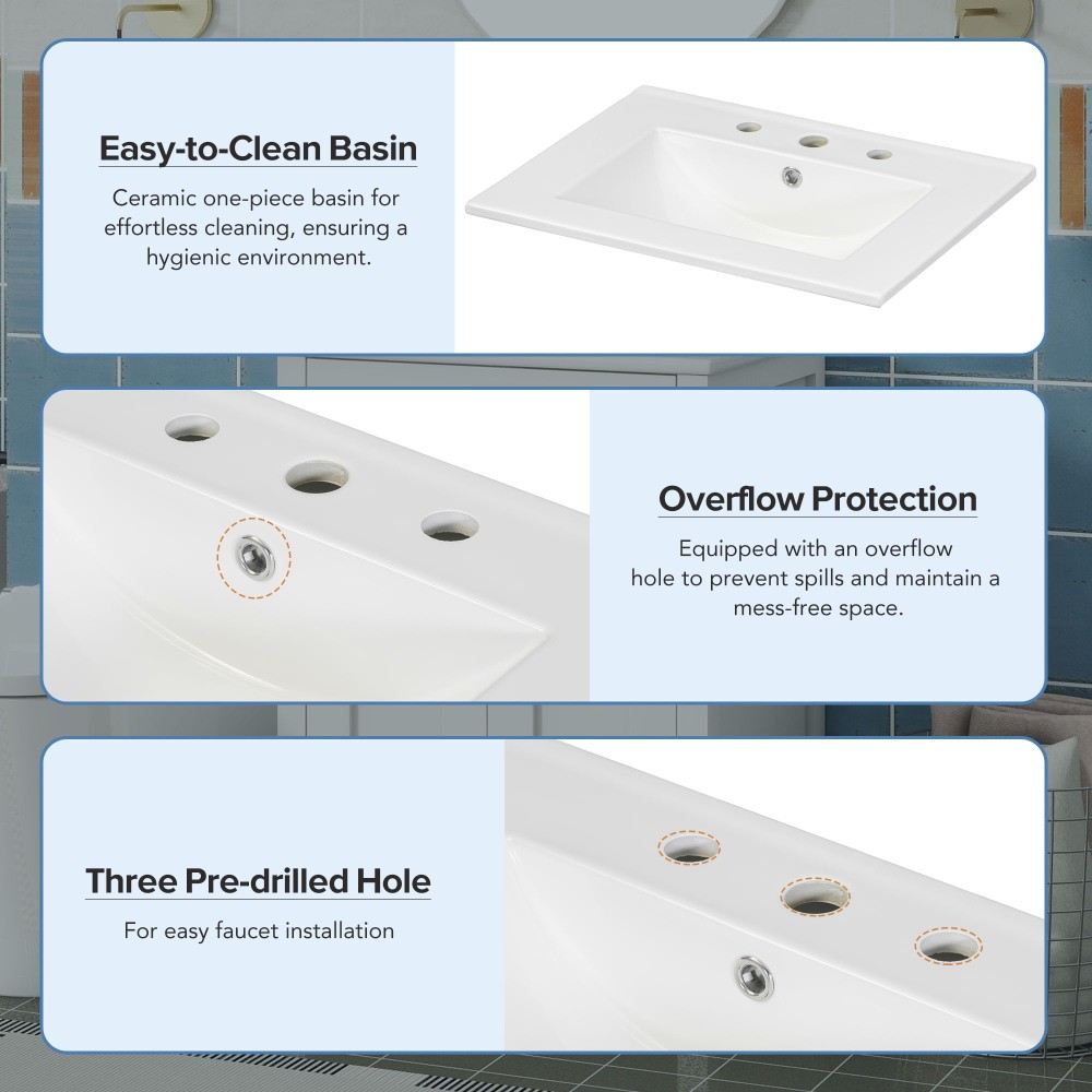 Bathroom Vanity Combo W Ceramic Sink Luxurious Space-Saving Vanity