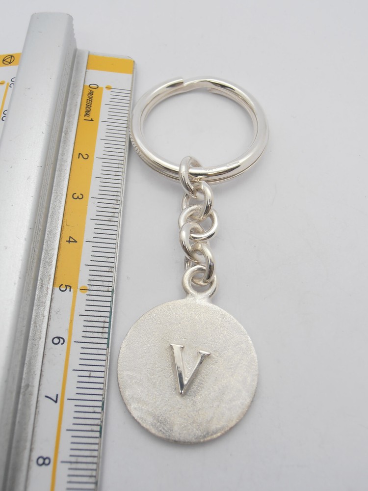Keychain with letter - V - 925 Silver - initial - alphabet - breeze -
