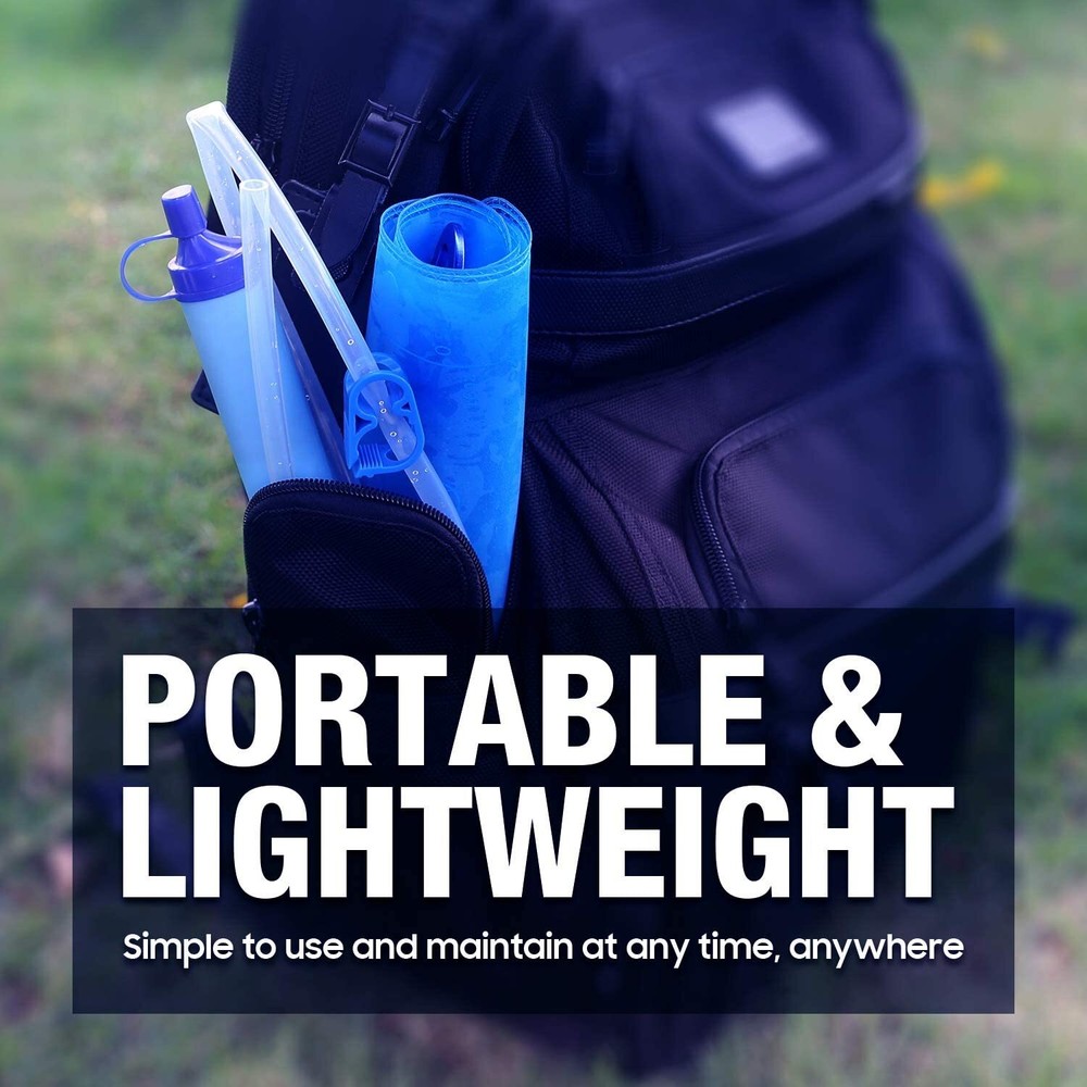 Personal Water Filter Straw with 3L Gravity Water Bag+2xFoldable Water Pouches