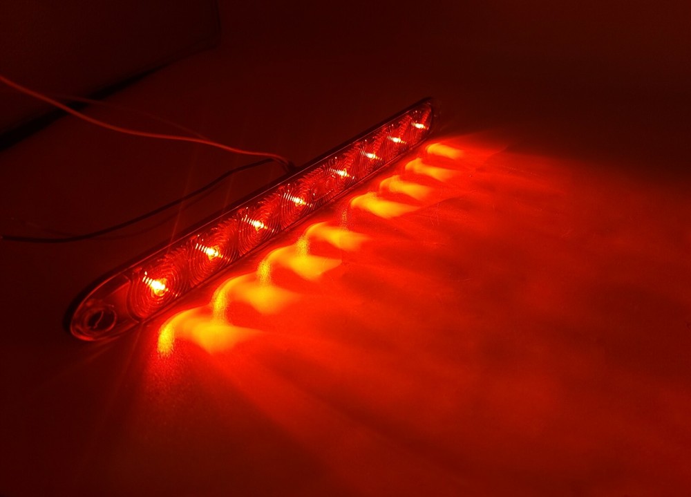 15" Slimline Low Profile Red Clear LED Stop Turn Tail Lights RV Trailer Backup