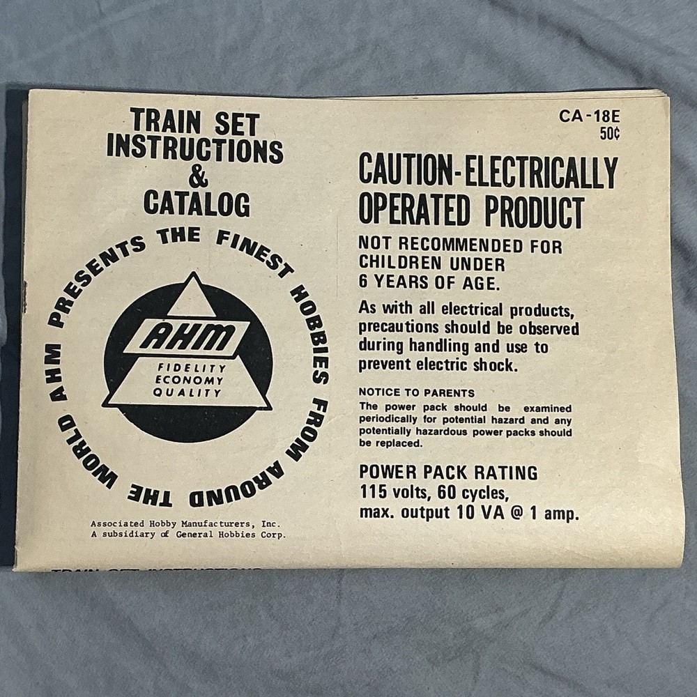 Vintage Manual - AHM Train Set Instructions & Catalog - 1973