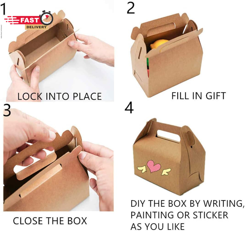 NICEWAY 50 Pack Brown Gable Gift Boxes Kraft Gift Box Candy Treat Boxes, Small G