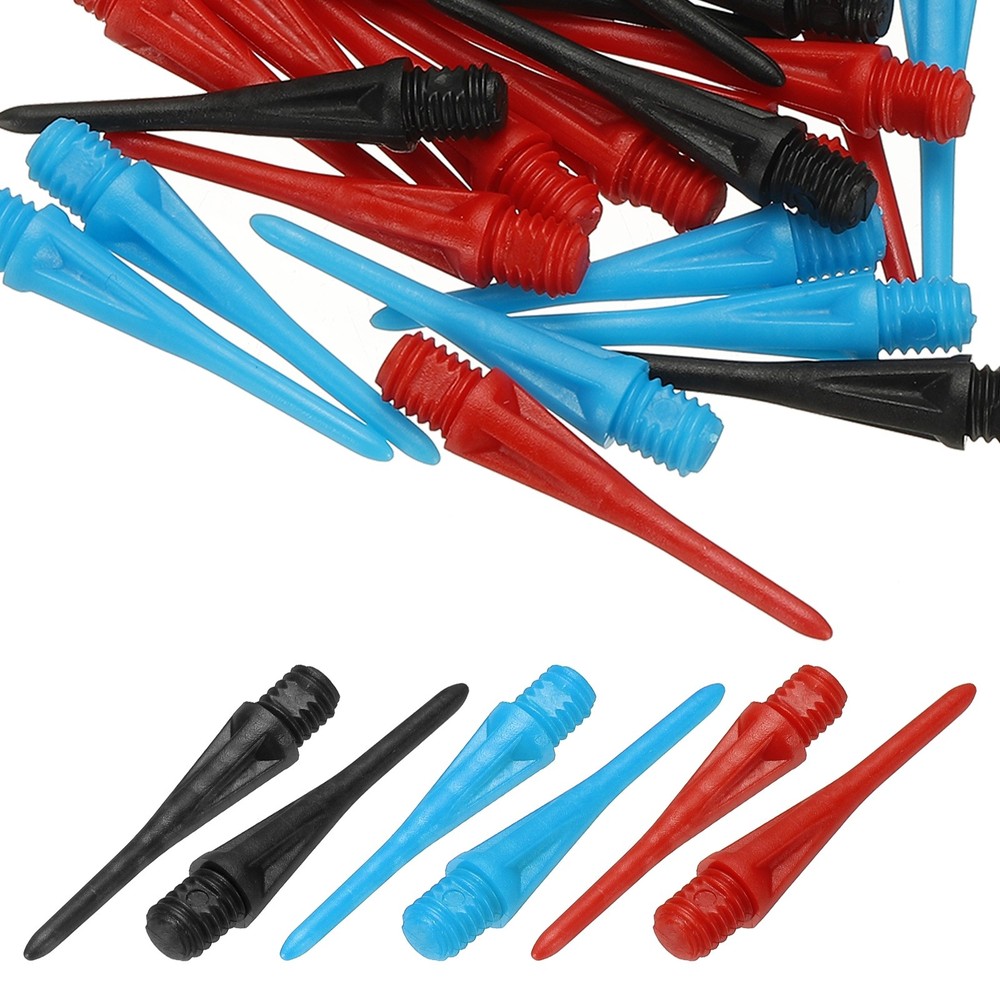 Plastic Dart Tips, 2BA Thread Soft Tip Dart Accessories 30 Pack & Black/Red/Blue