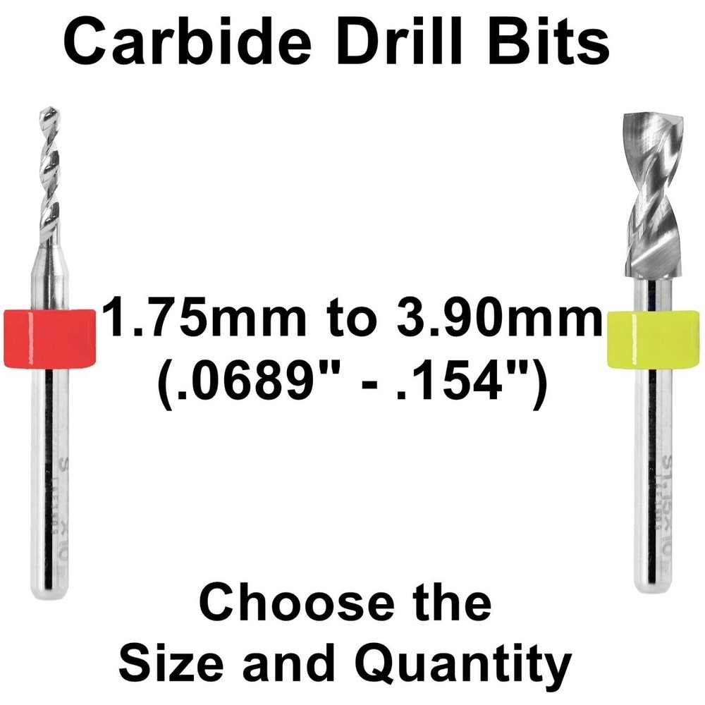 Solid Carbide Drill Bits 1.75-3.90mm (.0689-.154")  – Select Your Size