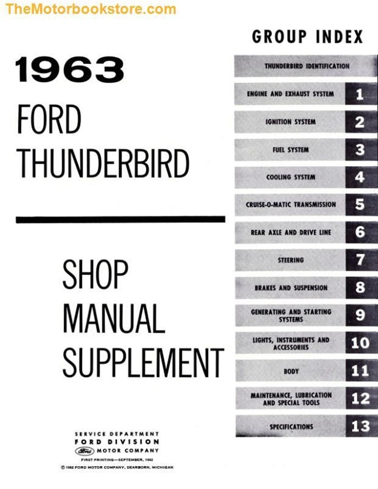 1962-1963 Ford Thunderbird Shop Manual