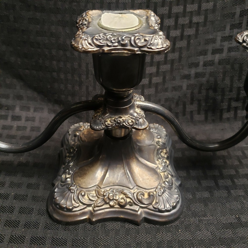 STUNNING POOLE SILVER CO. SILVERPLATE CANDLEABRA OLD ENGLISH PATTERN #5015