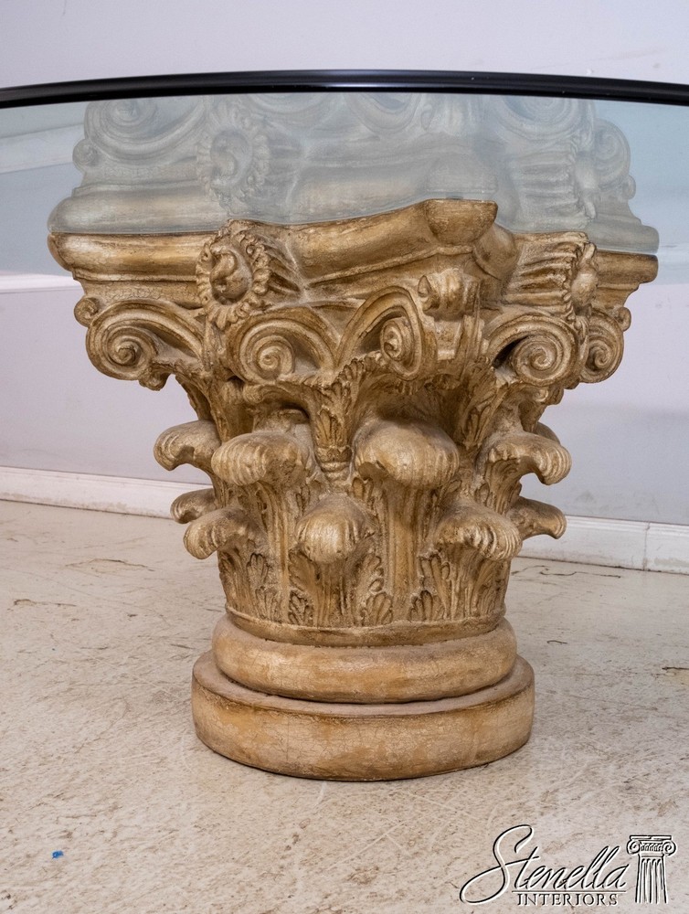 69656: Round Glass Top Column Base Dining Room Table