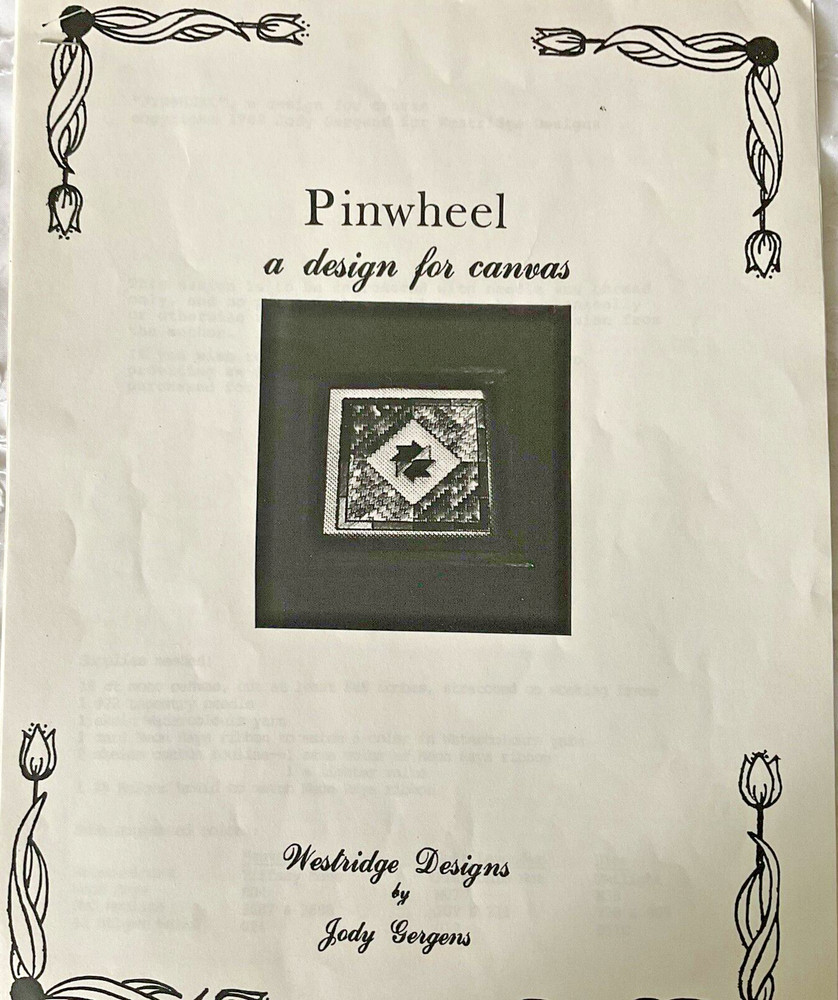 Jody Gergens Needlepoint Pattern Pinwheel Designed for 18 Count Mono Canvas