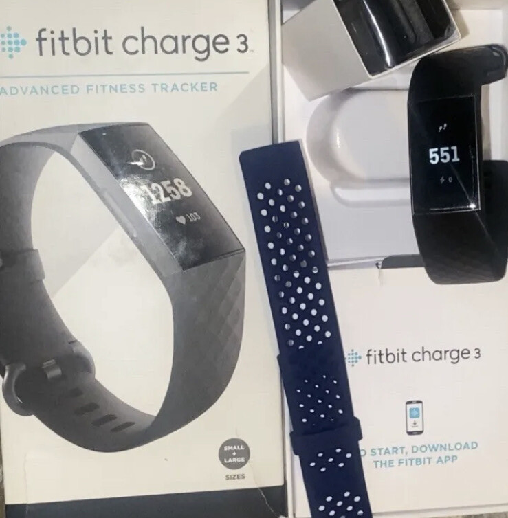 Fitbit Charge 3 Activity & Sleep Tracker showroom model NO BOX + 2 bands & cord