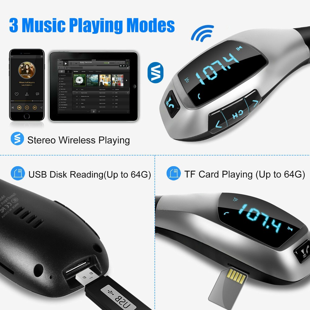 Wireless Bluetooth FM Transmitter Car Kit Handsfree LCD MP3 Player USB Charger