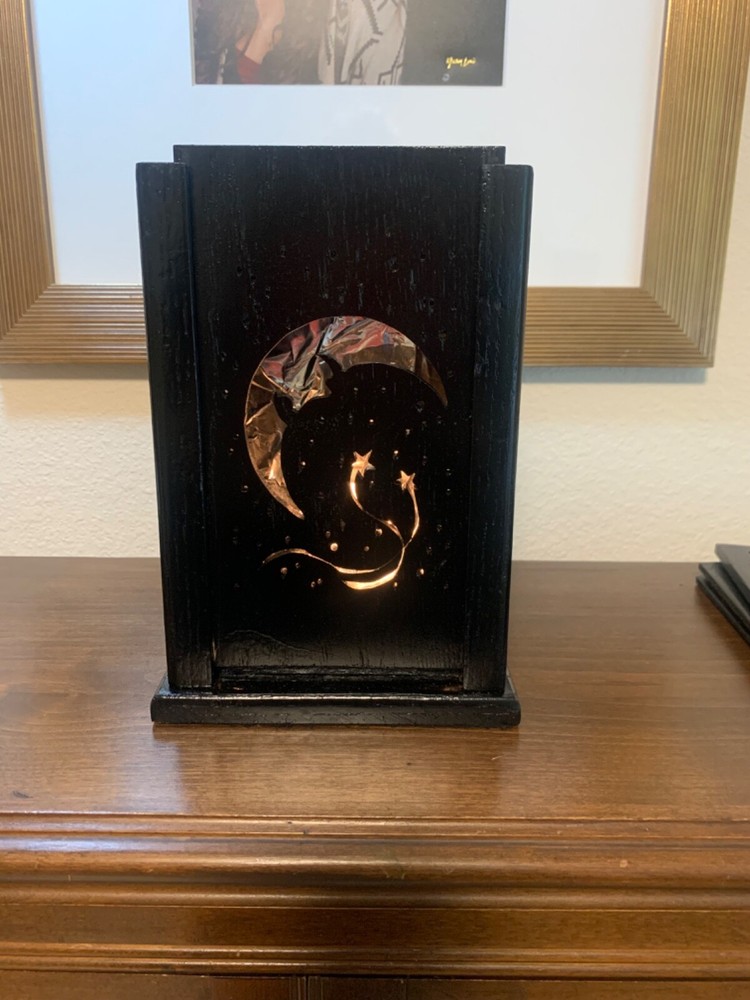 HANDCRAFTED SEASONAL BLACK PAINTED TABLE NIGHT LIGHT