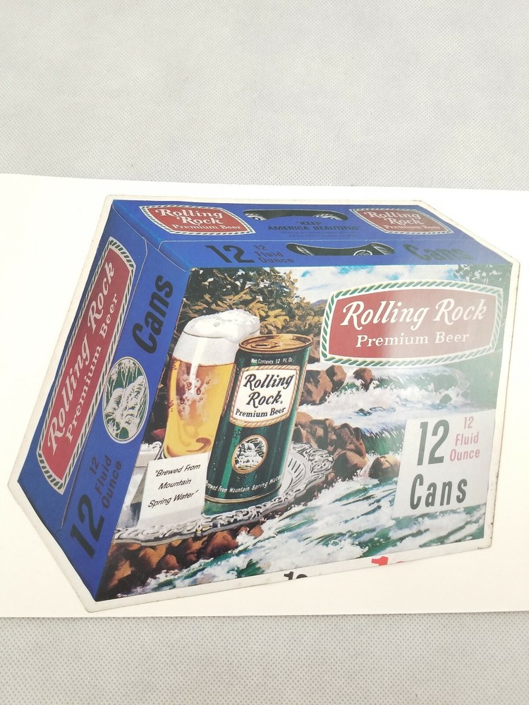 Rolling Rock Premium Beer 12 Fluid Ounce Cans Poster Case Shape Fast Ship P3