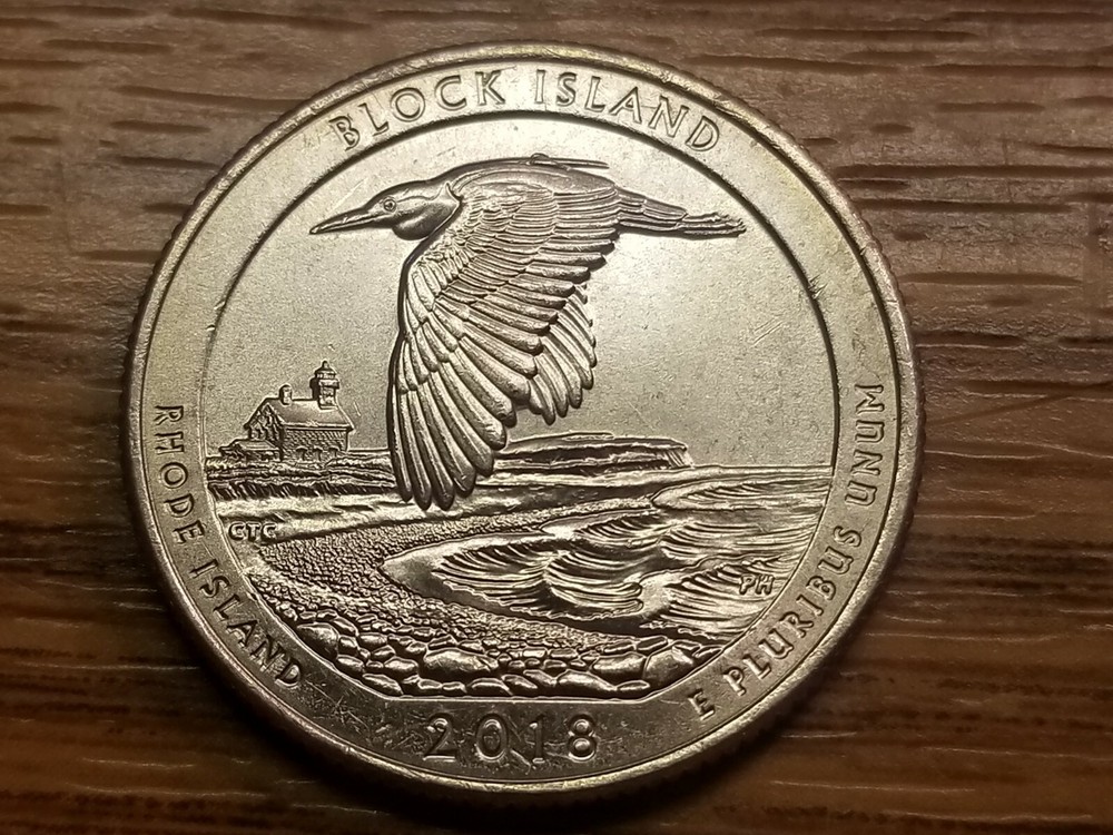 2018 P Block Island Rhode Island. Unlisted DDR Extra Feather Error.