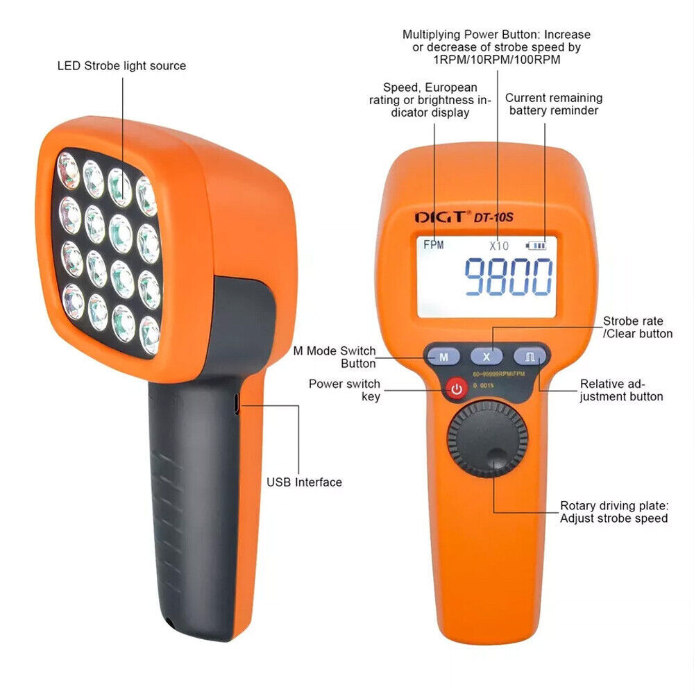 Handheld Digital Stroboscope LED Flash Strobe Tachometer Speed Tester 2024