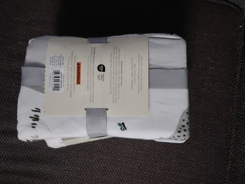Cloud Island Crib Fitted Sheet Gray 28x52 Cotton