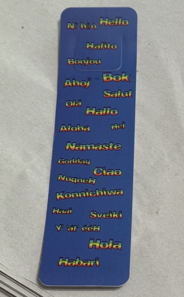 Scholastic Bookmark Say Hello in 20 Languages Blue