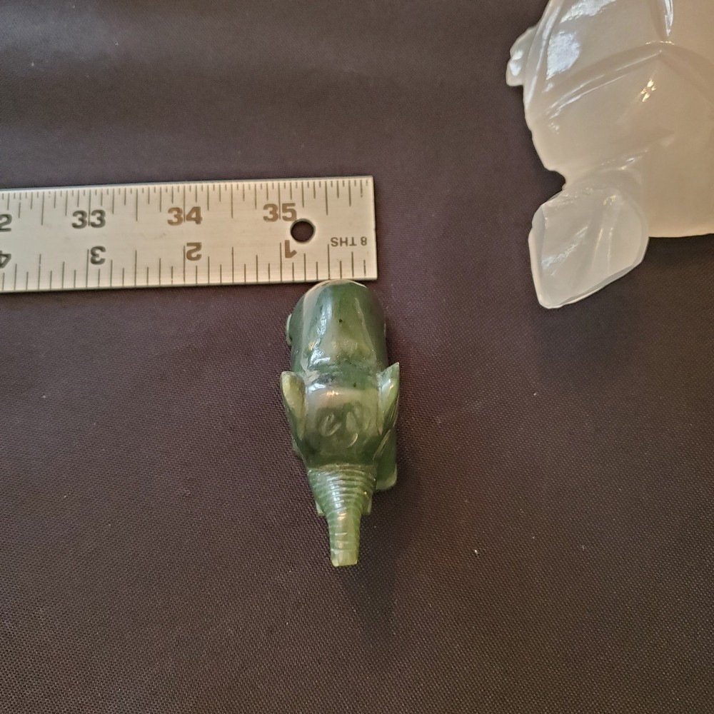 Vtg Stone Nephrite Jade Carved Turtle And Elephant