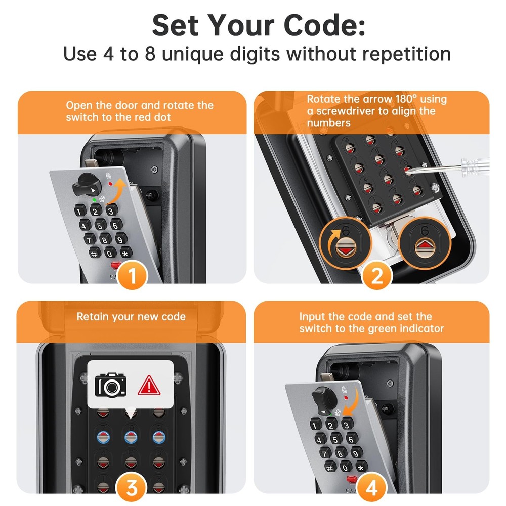 Key Lock Box,Customizable 12Digit Combination,LockBox for Keys with Resttable...