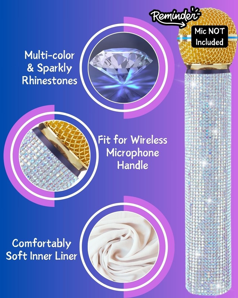 RhymKawa Bling Wireless Microphone Decorate for Universal Handheld and Beta58...