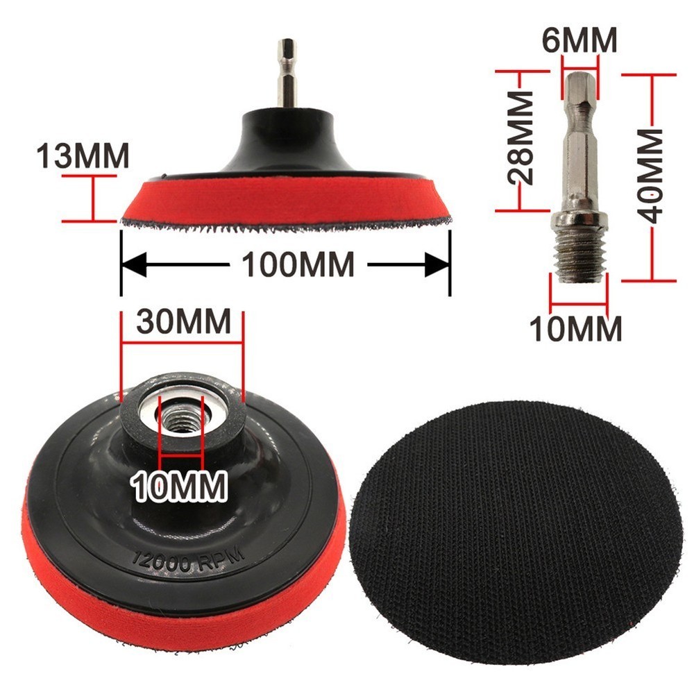 Backing Pad Accessories Polyurethane 4 Inch/100mm 6.35mm Drill Adapter