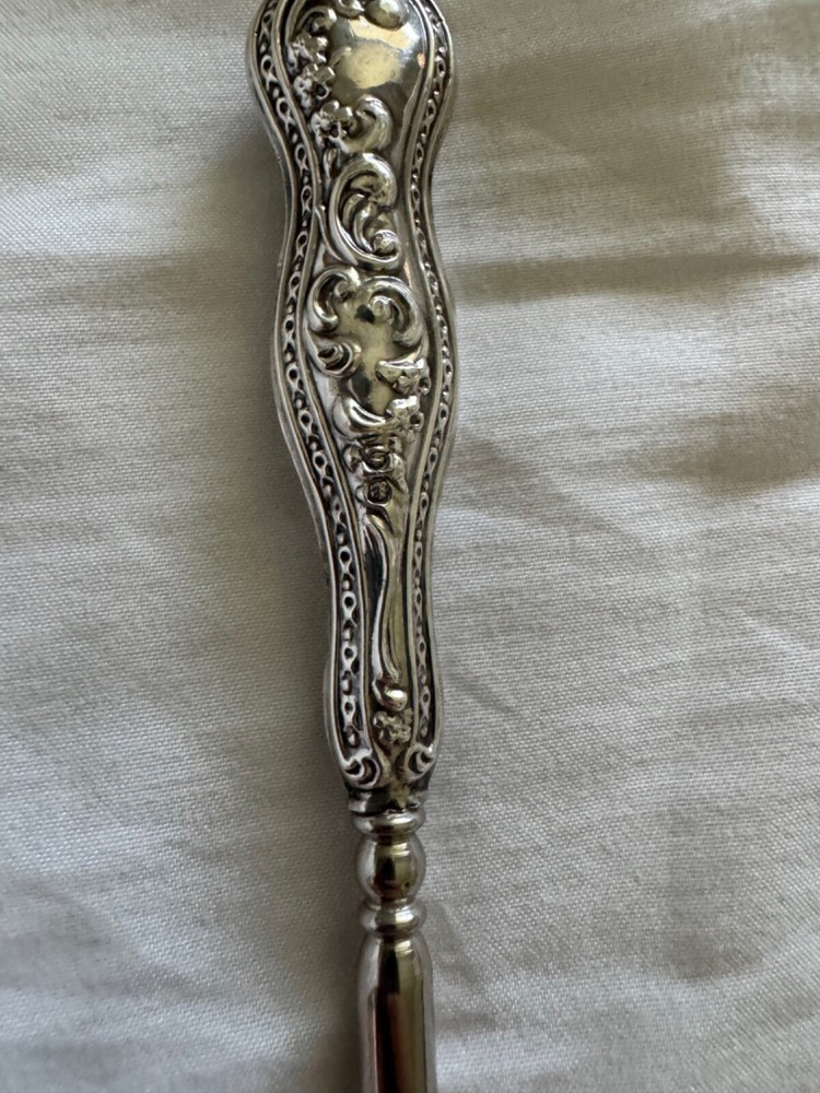 Antique Lionel Smith & Co. Sterling Silver Handle Button Hook Scrolling Design