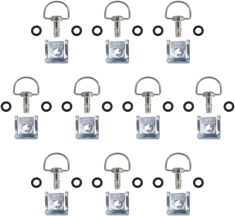 (10 Pack)Quick Release D-Ring Race Fasteners 17mm Chrome Silver
