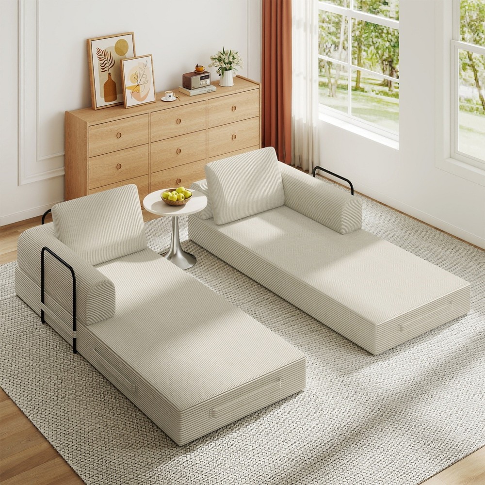 Modern Compression Sofa Folding Sleeper Sofa Bed Floor Couch w/ Sturdy Frame