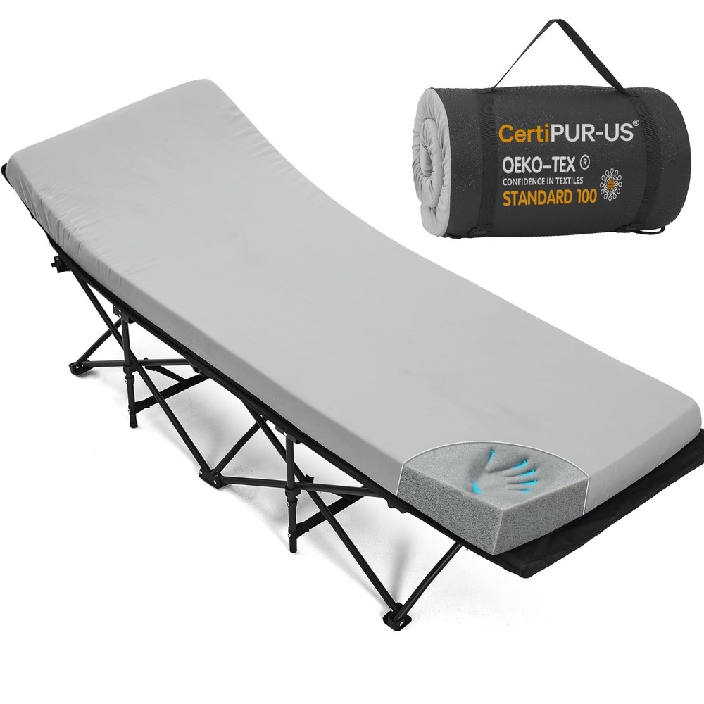 Camping Cot Mattress 2in Memory Foam Sleeping Pad,Soft Warm Non-Slip Camping ...