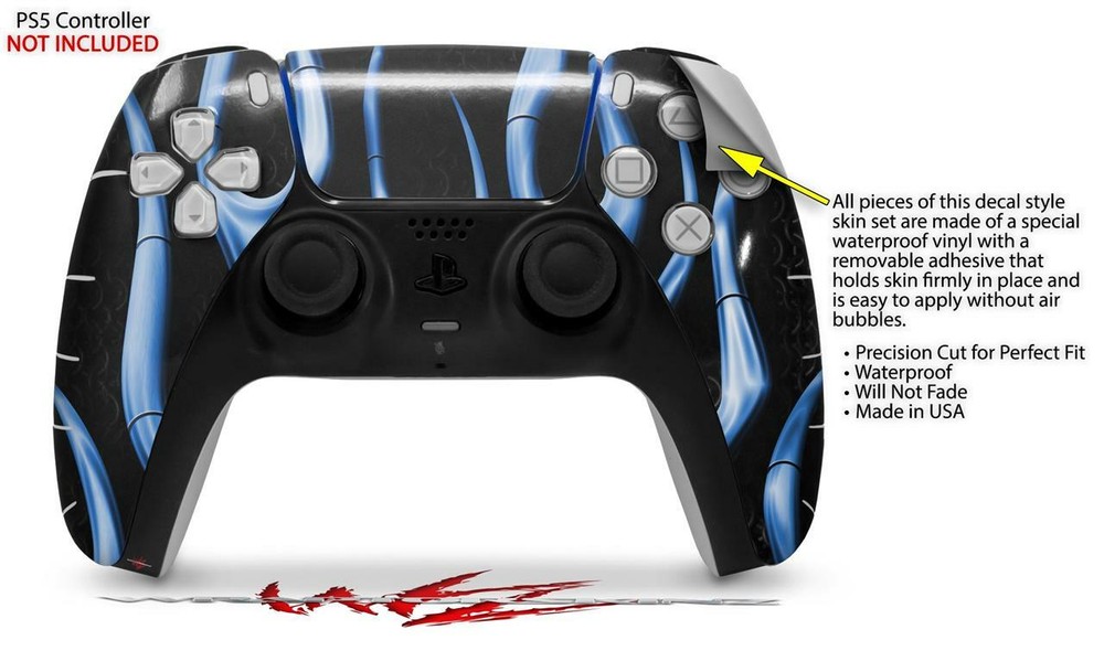 Skin Sony PS5 Controller Metal Flames Blue