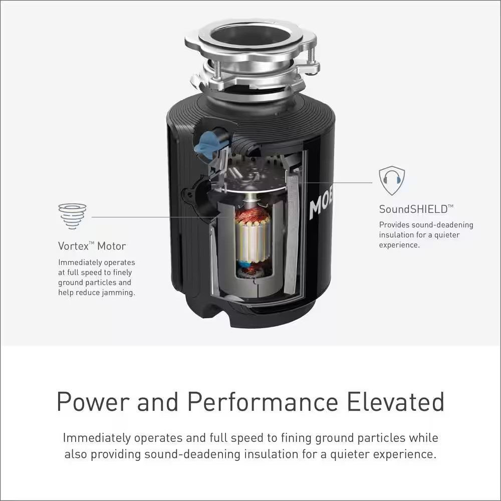 Host Series 3/4-HP Continuous Feed Space Saving Garbage Disposal with Sound Redu