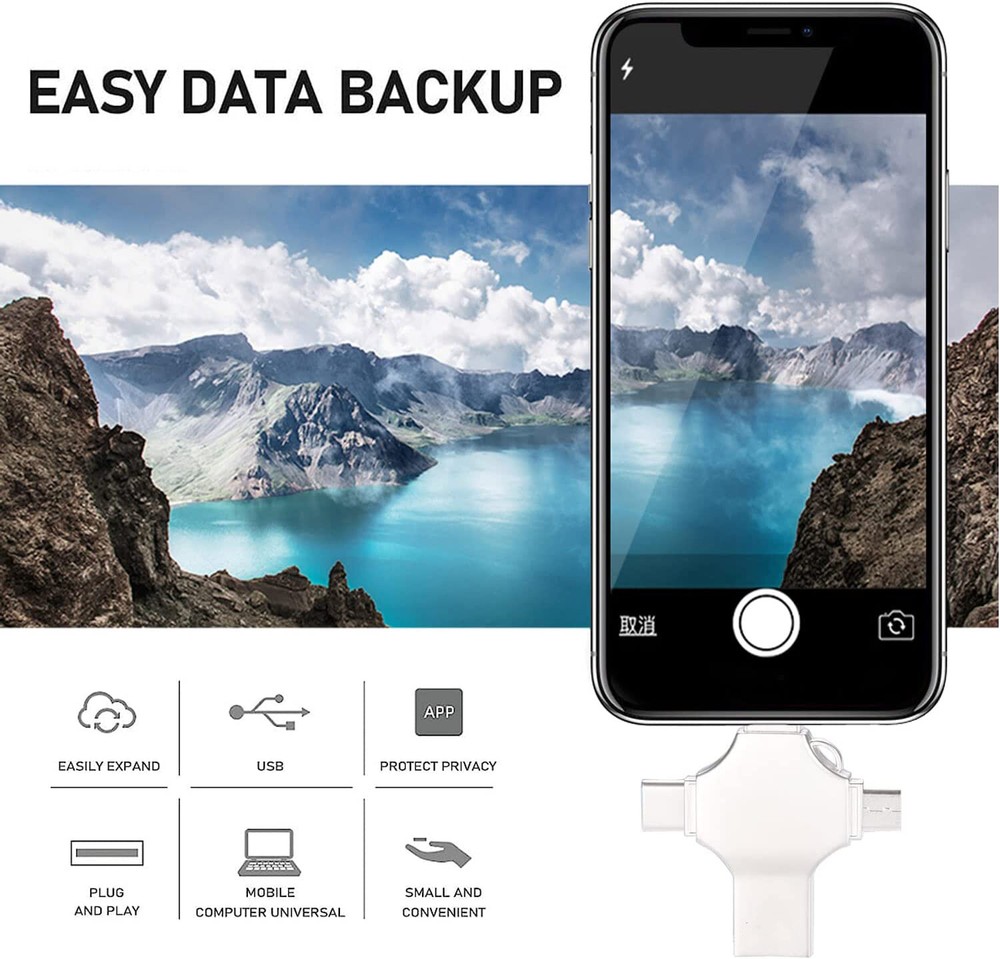 2T4in1 USB 3.0 Flash Drive Memory Photo Storage Stick Disk For Samsung iPhone PC