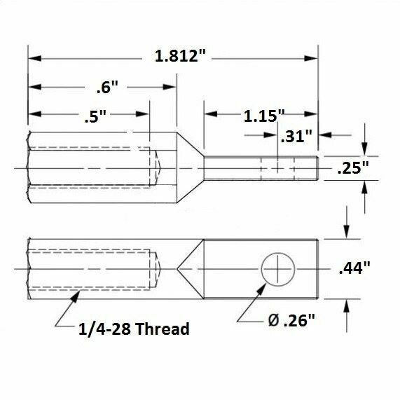 Plain Rod End, 1/4-28 thread, 1/4" hole (Med. body)