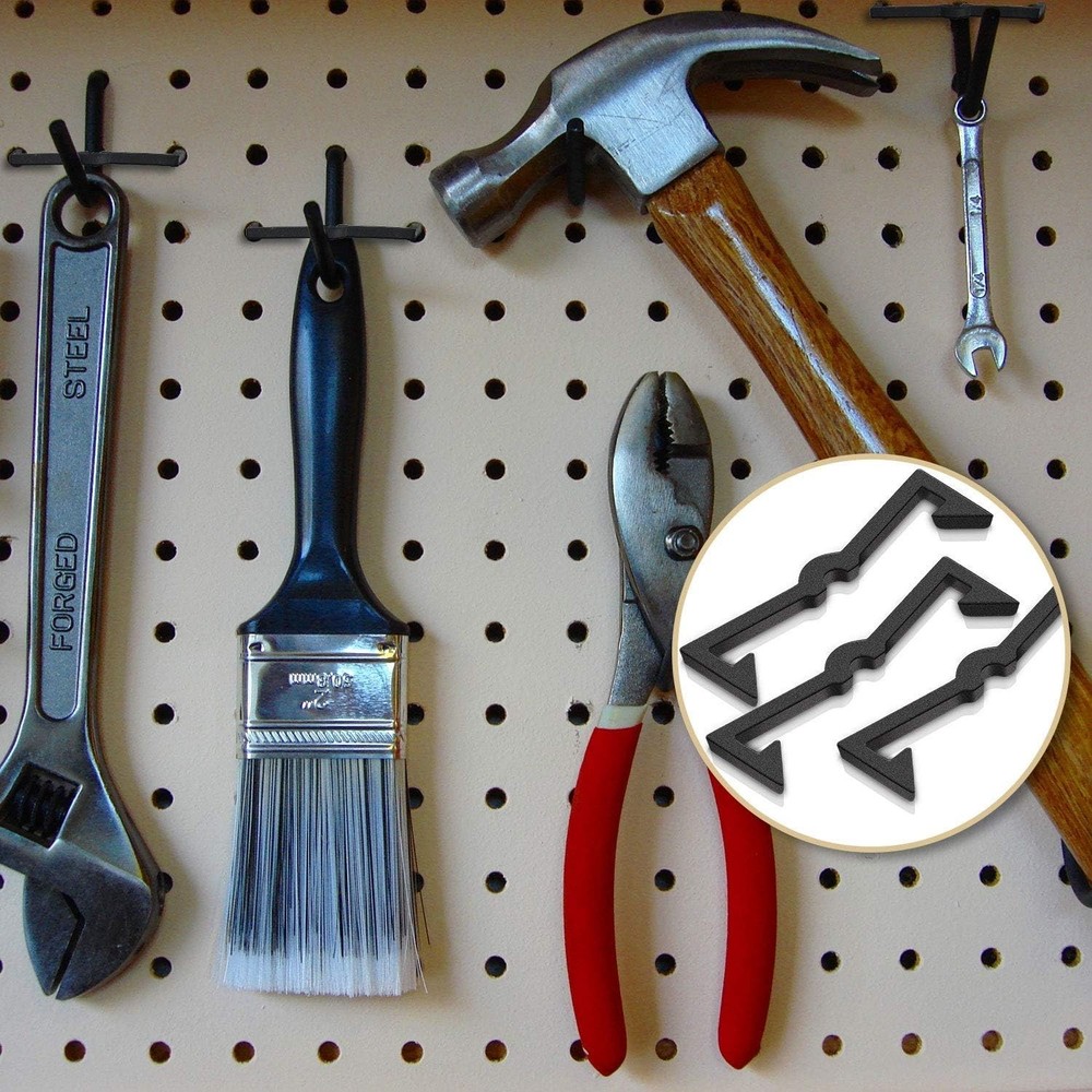 Lightweight Pegboard Clip Lock Set - 50 Black Plastic Organizers for Pegboards