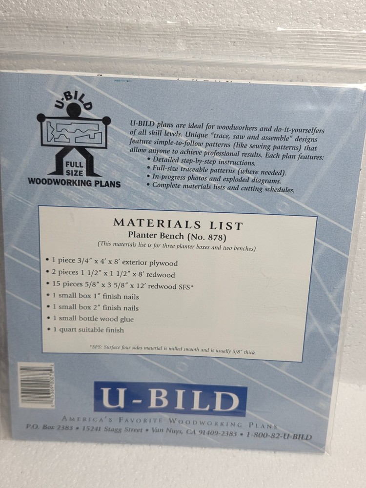 Vintage U-Bild Woodworking Plans for Planter Bench