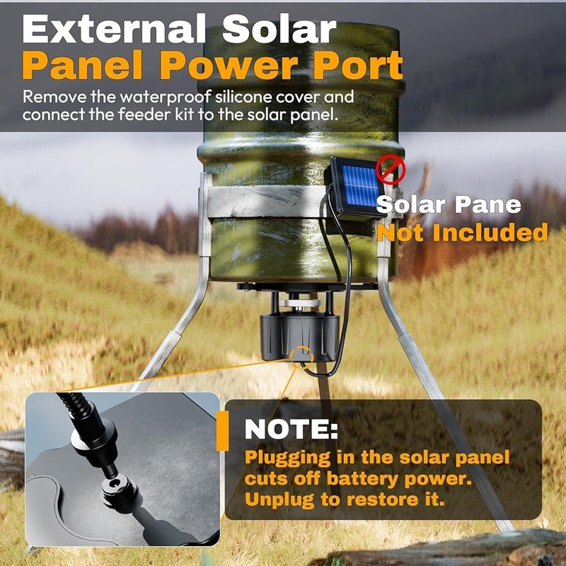 Efficient Deer Feeder Kit Digital Timer Adjustable Arms Solar Panel Ready New