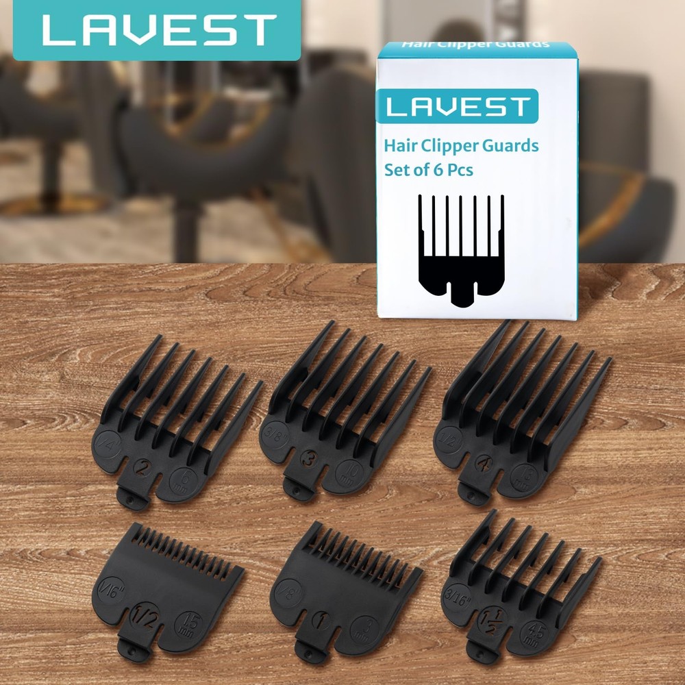 Clipper Guards Set Compatible with Most Wahl Clippers, Guides Black